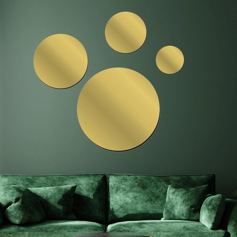 Round 3D Mirror Wall Sticker Acrylic Wall Mirrors Round Stickers Plastic Hotel Decorative Miroir Mural DIY Plak Decorative