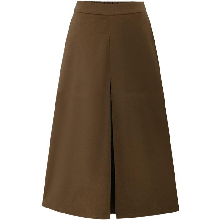 Damen-Bleistiftrock in Übergröße, hoher Bund, Wildleder, Maillard-Farbe, schlankmachend, A-Linie, mittellang