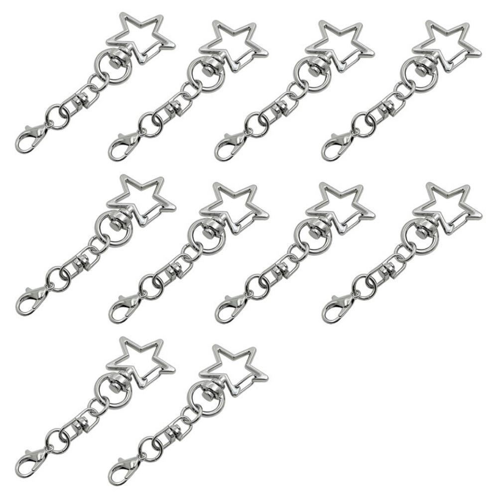 10Pcs 360 Rotate Keyring Pendant Star Heart Keychain DIY Accessories  Doll Hanging