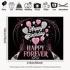 2D Happy Birthday Forever Backdrop Pink Balloon Champagne Party Photo Background