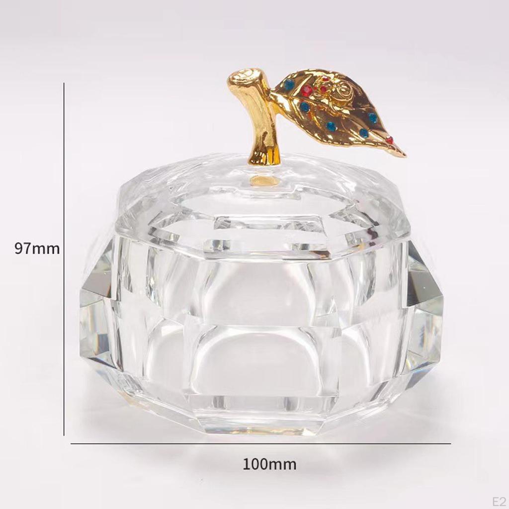 Nail Art Acrylic Liquid Dish Bowl Tools with Lid, Glitter Pigment Holder Glass Crystal Cup for