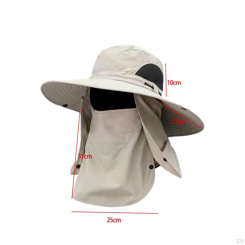 Lightweight Sun Hat with Detachable Face Neck Flap Cover for Outdoor Activities