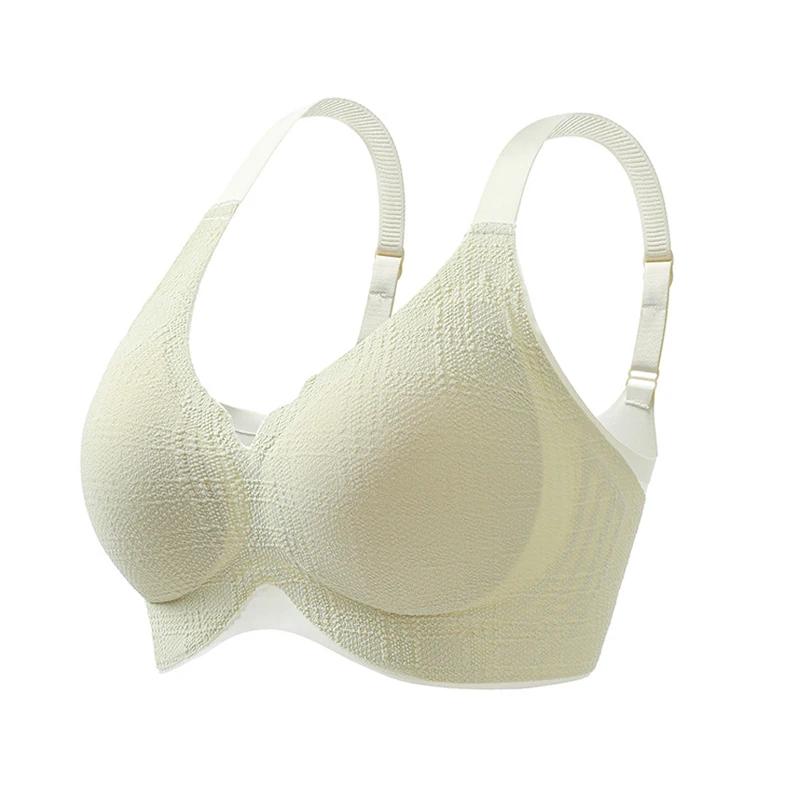 

Бесшовный повседневный бюстгальтер для женщин, двухцветный кружевной бюстгальтер с тиснением без косточек W, поддерживающий бюстгальтер без косточек для сна, бюстгальтер до размера L зелёный