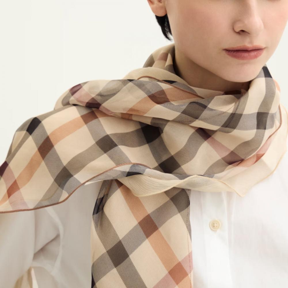 Daks Brown Check Long Silk Scarf Dcsc6f290w2 Single option