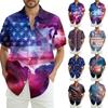 Men's Summer Casual Independence Day Print Short-Sleeve Shirt