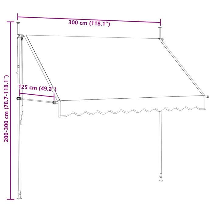 VidaXL Manual Retractable Awning 300 Cm Cream
