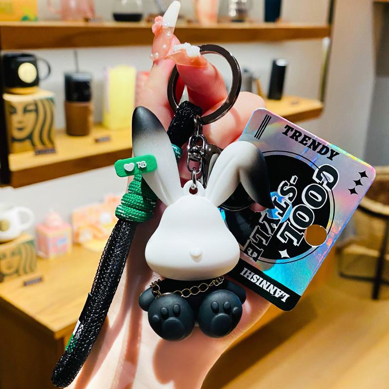 Creative Gradient Rabbit Bag Charm Adorable Pvc Key Accessory For Graduates