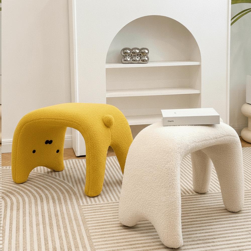Armless Dressing Chair Plush Shoe Changing Stool Cream Style Makeup Stool  Makeup Room