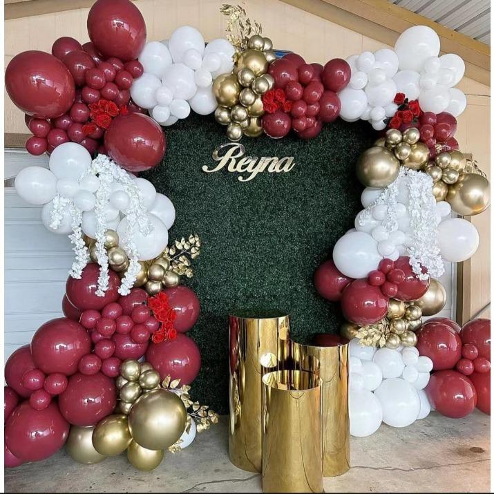 Burgundy Wedding Birthday Decoration Scene Arrangement Wedding Room Balloon Chain Dress Engagement Store Opening Anniversary Labor Day