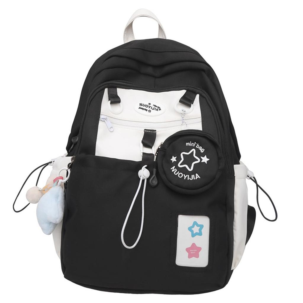 Backpack, Cream Star Drawstring Backpack, Large Capacity Kawaii Cute Double Shoulder Bag