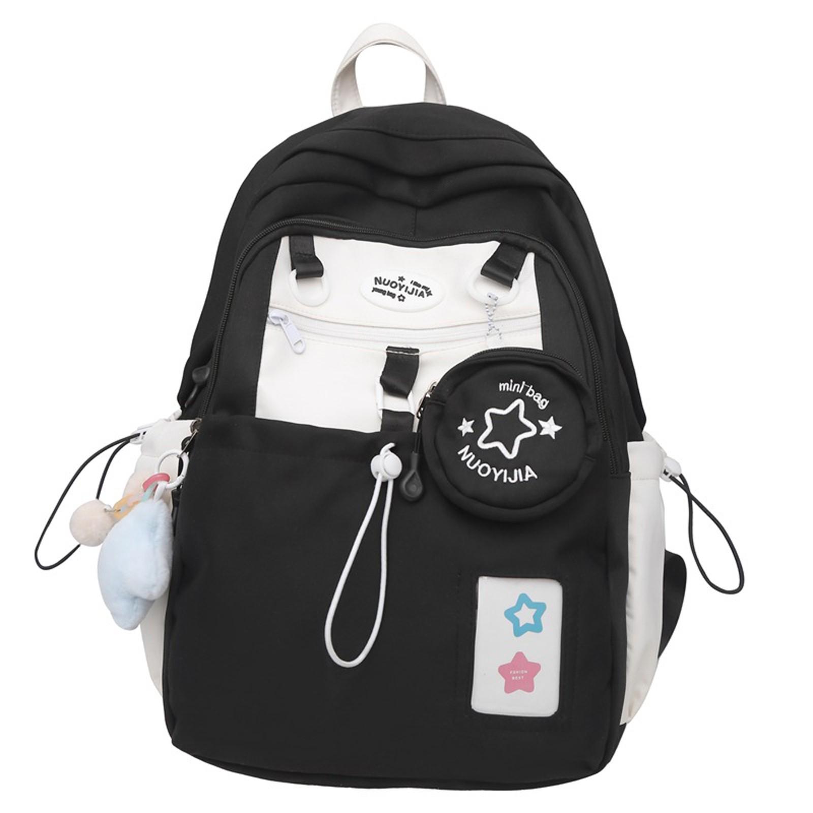 

Backpack, Cream Star Drawstring Backpack, Large Capacity Kawaii Cute Double Shoulder Bag One Size чёрный