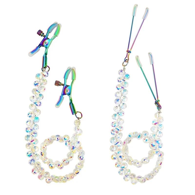 New Nipple Clamps With Crystal Chain Fetish Shinning Sex Toy Breast Bondage Clip BDSM for Couples