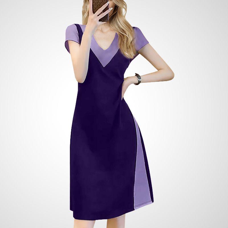 

Модное темпераментное облегающее платье с эффектом похудения для женщин 2025 лето новое красивое уникальное чувство дизайна шикарная А-силуэтная юбка Purple = S