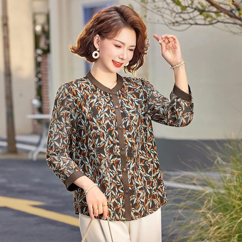 Spring & Summer Chiffon Top for Middle-Aged & Elderly Women 4XL