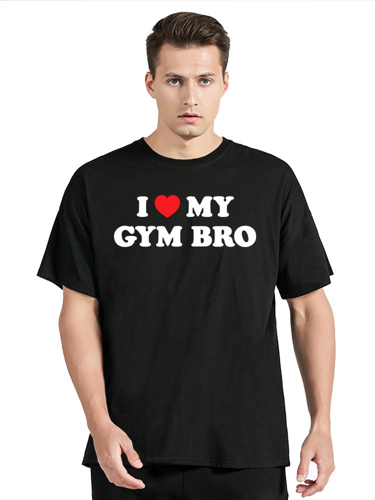 

I Love Heart My Gym Bro Tshirt Funny Fitness Workout TShirt Casual Streetwear New Mens Clothing Cotton T Shirt Oversized Tops... 5XL різнокольоровий
