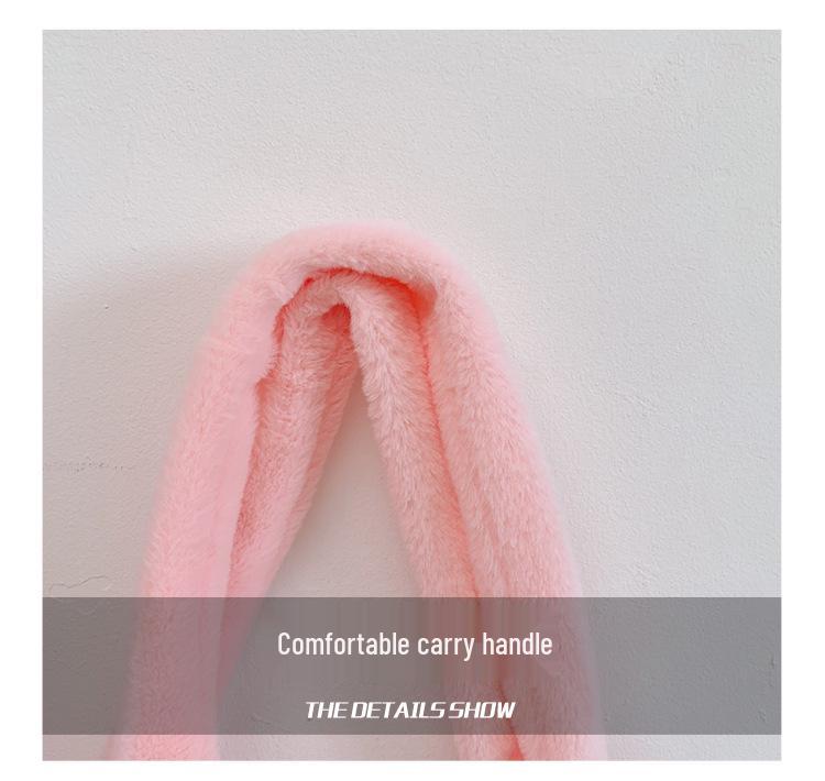 Autumn/Winter Women's Plush Cartoon Tote Bag with Large Capacity