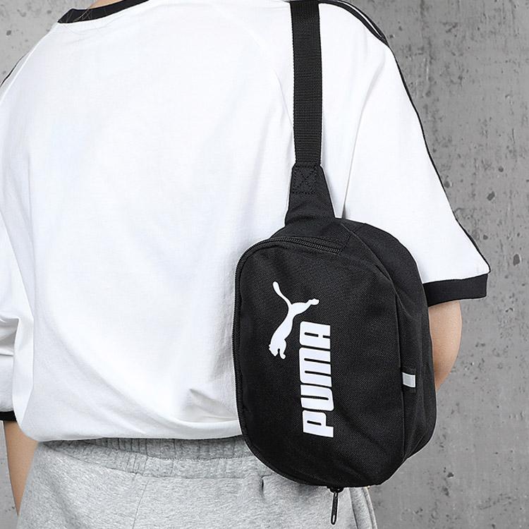 Puma Fashion Large Logo Print Portable Casual Sports Fabric Shoulder Crossbody Waist Bag Unisex Bags Black 076908-01