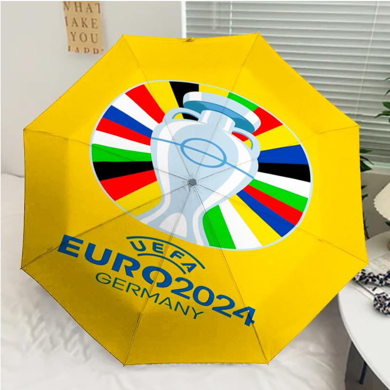 UEFA Champions League Print Automatic Umbrella, 8 Rib Iron Frame, Plastic Handle, Suitable for Outdoor Travel &Daily , Ideal Gift