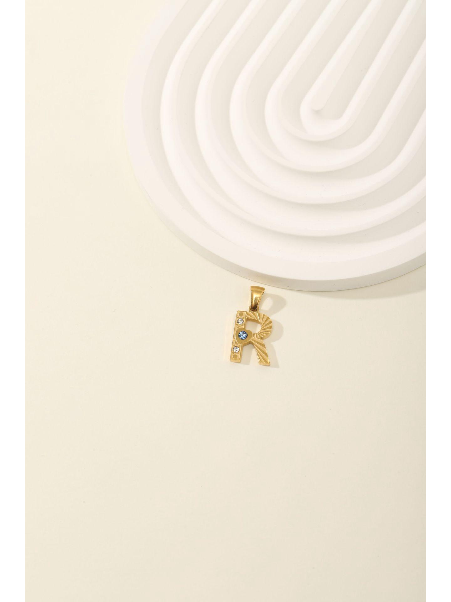 

Stainless Steel Zircon Alphabet Pendant Necklace: Gold O-Chain for Women