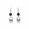 Gothic Punk Skull Rose Flower Drop Earrings, Statement Halloween Jewelry