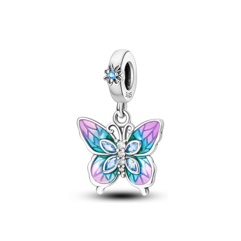 Crystal Blue Butterfly,Moon Bead Crab,Dragonfly Pendant 925 Silver European Original Bracelet DIY Accessories Exquisite Jewelry