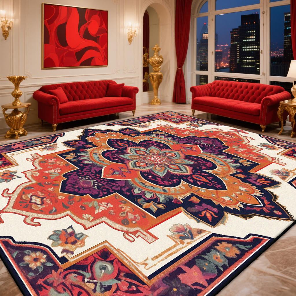 Retro Perzisch Tapijt Woonkamer Decoratie Slaapkamer Bohemien Rood Grote Oppervlakte Tapijten Wasbaar Lounge Tapijt Lounges Salontafels Mat