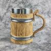 Handcrafted Wooden-Style Barrel Beer Mug with Stainless Steel Lining – Large Capacity