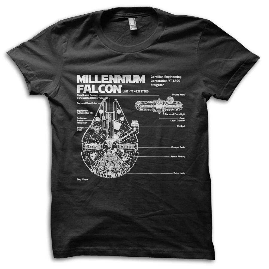 Millennium Falcon Plans Blueprint Parody Sci-Fi Star Wars Inspired T-shirt M5593