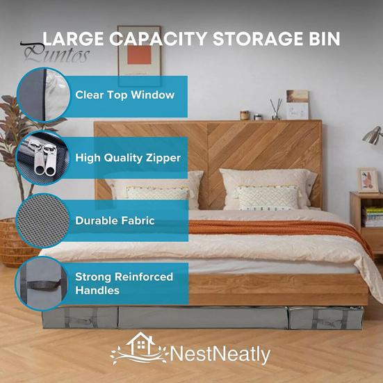1/2 stuks waterdichte opbergdozen met versterkte handgrepen, ritssluiting, grote capaciteit, kleding, speelgoed, quilts, organizer, opbergdoos onder het bed