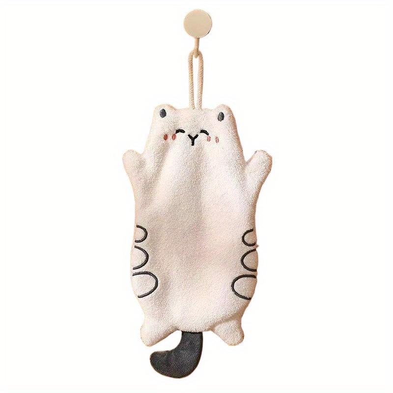 1 pezzo Asciugamano a Mano a Forma di Gatto Carino in Pile di Corallo Asciugamano da Cucina da Appendere Adatto per Cucina, Bagno Asciugamano da Appendere Spesso a Doppio Strato Cartoon