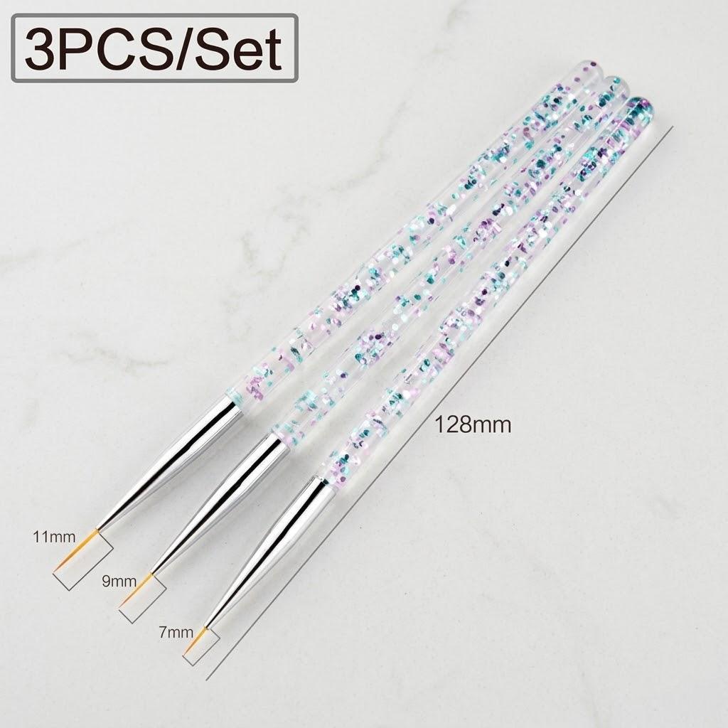 

3pcs Acrylic Pull Line Pens Nail Art DIY Painting Striping Superfine Brush Kit Manicure Tools светло-серый