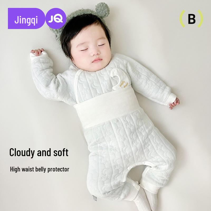 Jingqi Kids Quilted Cotton Warm Two-Piece Set for Boys and Girls - Autumn/Winter Underwear and Pants