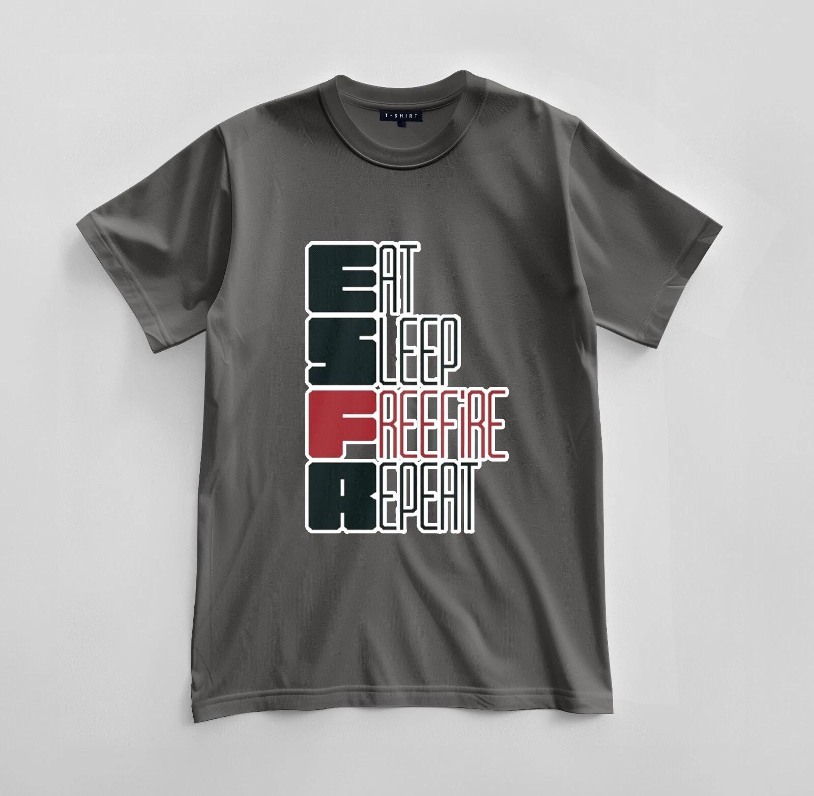 Custom Eat Sleep FreeFire Repeat T-shirt Design Unisex Jersey Short Sleeve Tee 4XL