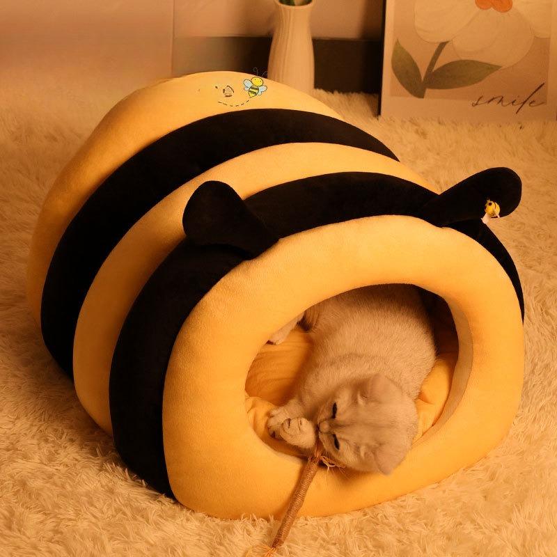 Beehive Pet Bed Winter Warm Cat House Cute Dog Bed Enclosed Slip Resistant Cozy Cat Cave Dog House Mascotas Cat Tent Pet Items