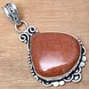 Pendant Red Sunsitara Gemstone Valentine'Day Gift Silver Jewelry 2.25"
