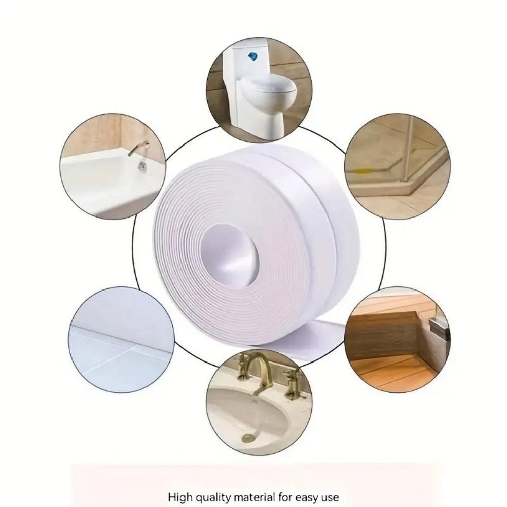 Wodoodporna Taśma PCV Odporna na Pleśń - Samoprzylepna Uszczelka do Łazienki i Kuchni, Paski Przeciekowe do Prysznica, Wanny, Umywalki
