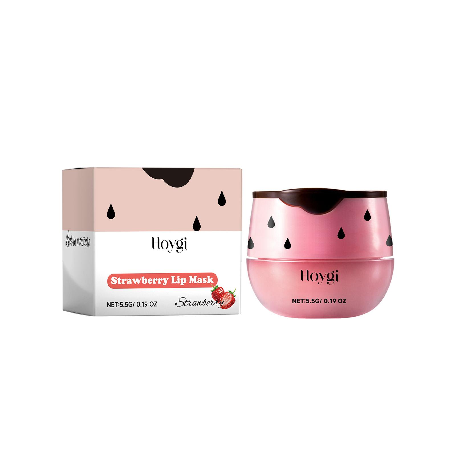 

Hoygi Strawberry Lip Mask, reduces lip lines, moisturizes and hydrates, gently nourishes lips, exfoliates dead skin, suitable for lips, 5.5g