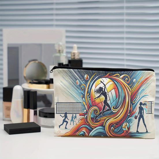 xiaobudian Canvas Storage Bag, with Smooth Zipper, Large Capacity Portable Makeup Pouch, Toiletry Organizer for Stationery And Cosmetics
