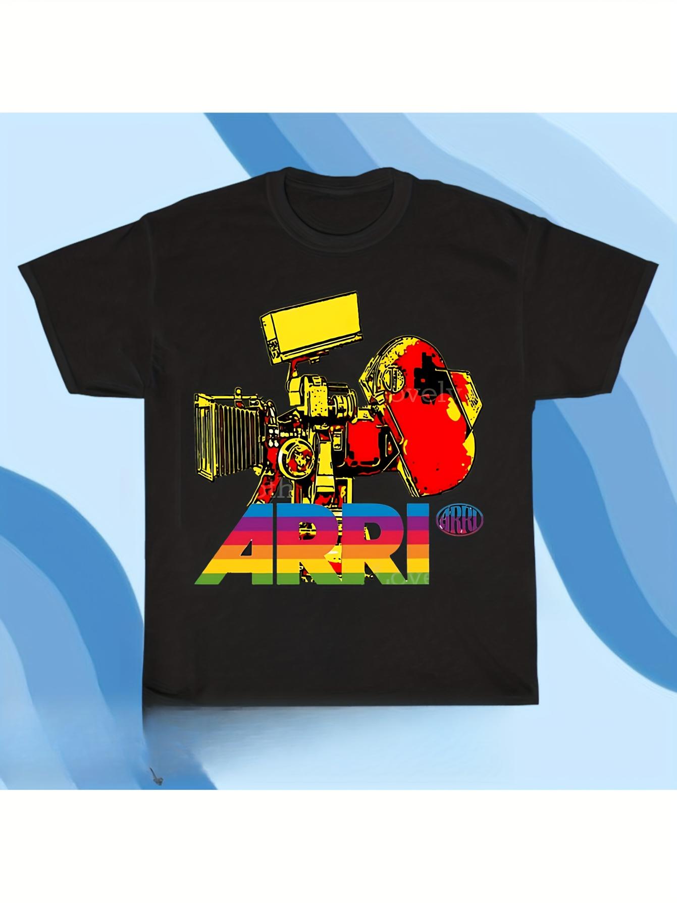 Limited Edition ARRI Vintage Camera Graphic T-Shirt- Black Cinema Tee with Rainbow ARRI Text XL