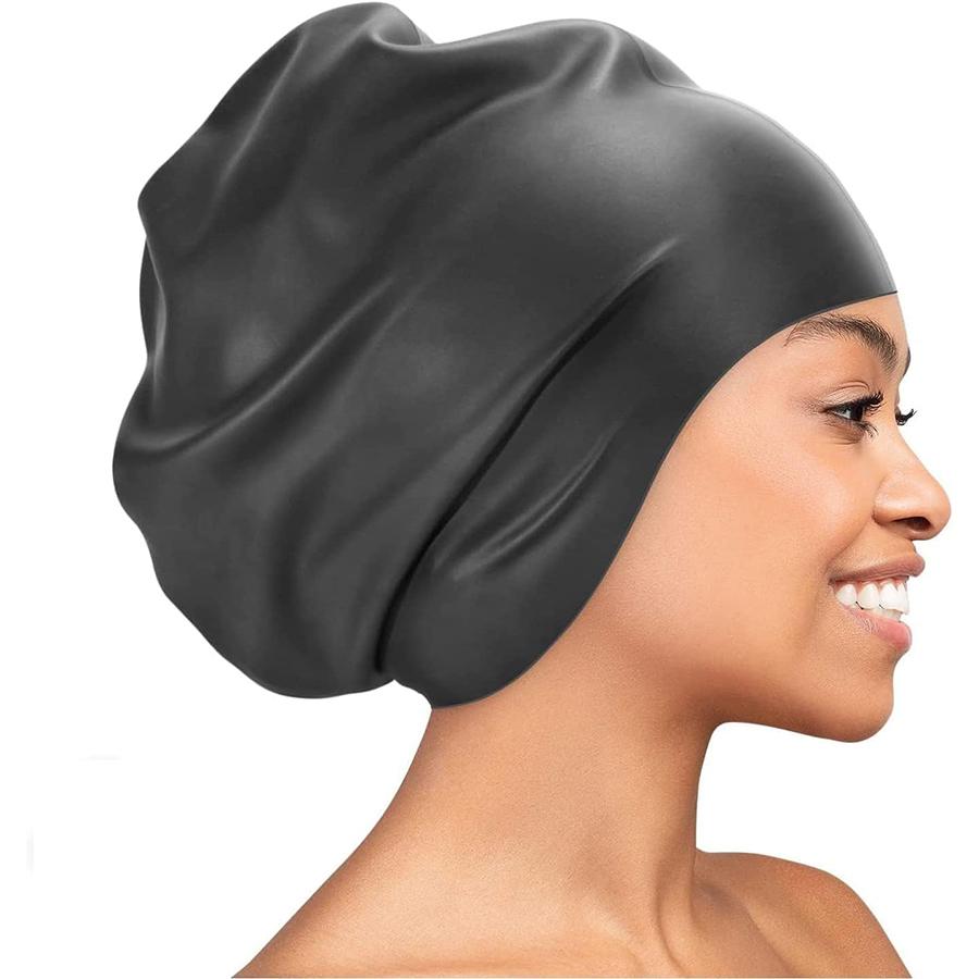 

Большая шапочка для плавания для кос и дредов, силиконовые шапочки для плавания для длинных волос, плетений, наращивания, кудрей и афро, водонепроницаемые шапочки для плавания для взрослых