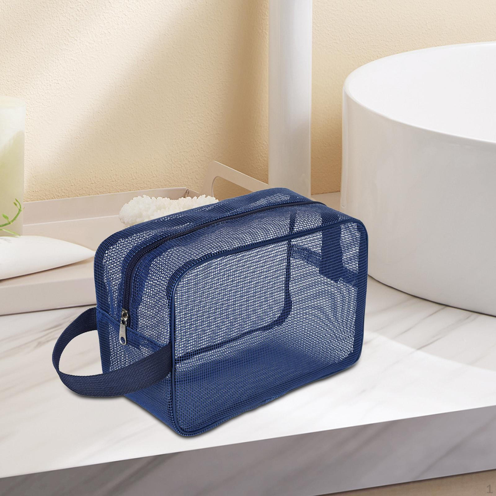 

Сетчатая сумка для туалетных принадлежностей, органайзер для ванной, путешествий, кемпинга, сумка для хранения красоты, сумка для бритья S синий