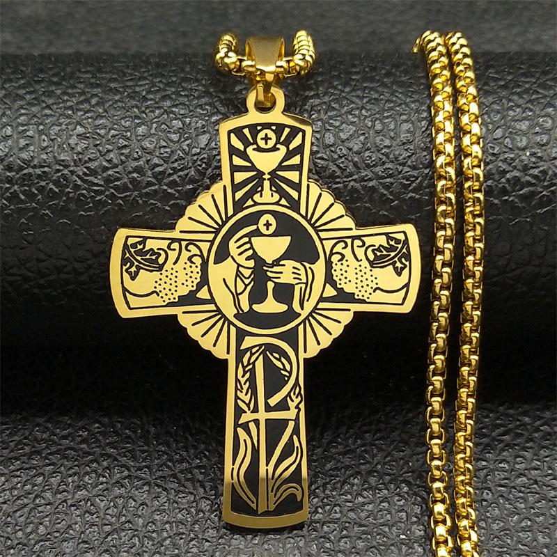 **Holy Body Halo Cross Necklace In Stainless Steel**