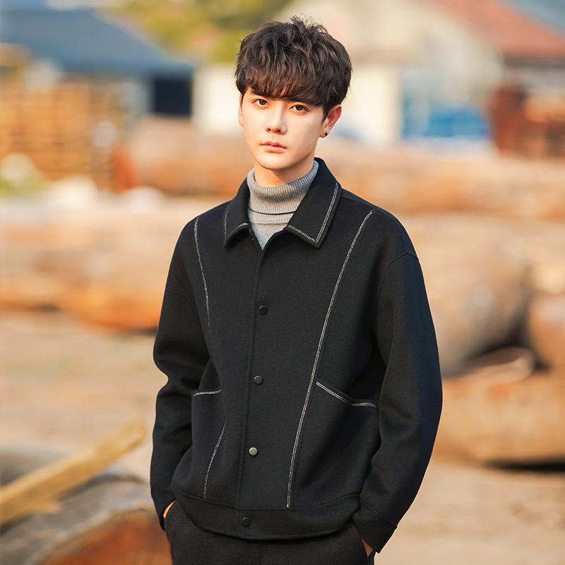 

Мужское пальто осенне-зимнее шерстяное пальто короткая толстая кашемировая куртка High Sense 3XL