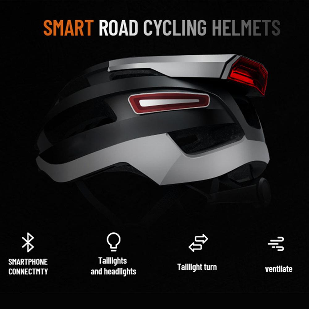 Smarter Fahrradhelm, Fahrradhelm für Männer/Frauen mit Scheinwerfer, Rücklicht, SOS-Notfallalarm und