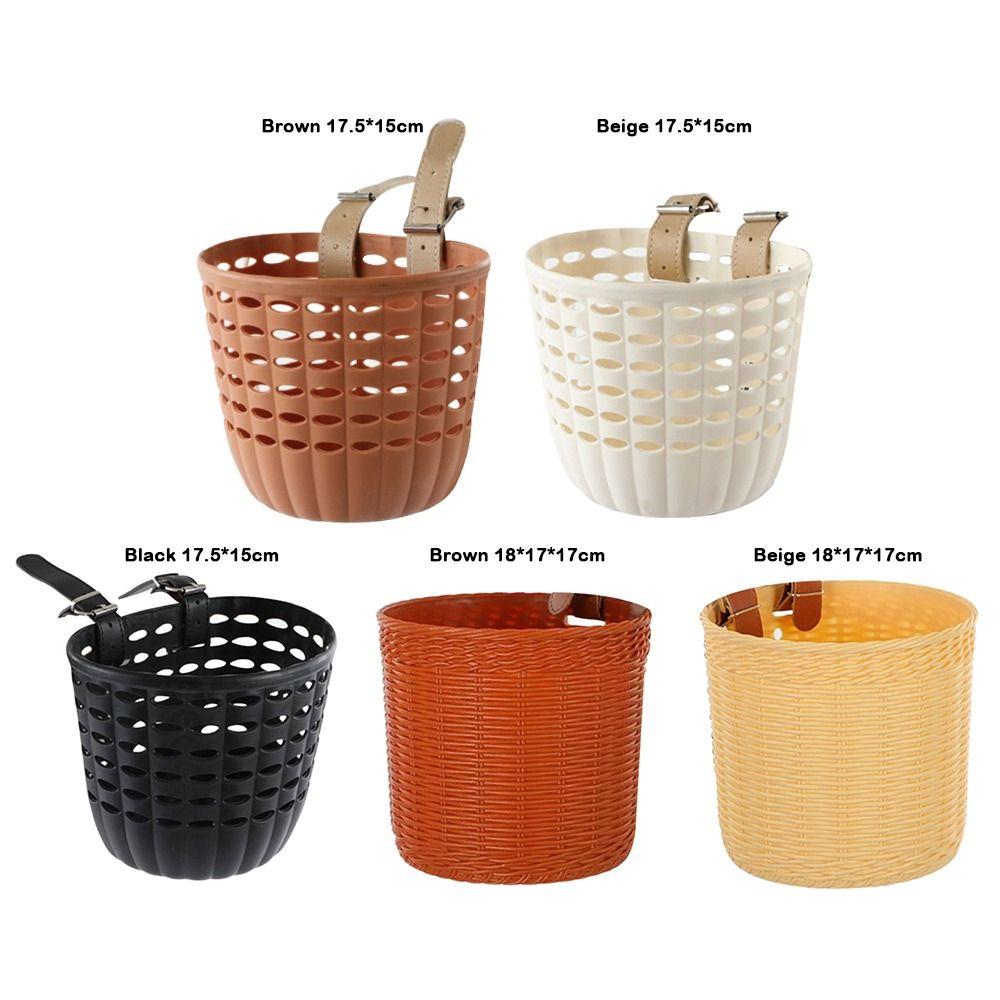 Retro Woven Front Handle Carrier Plastic Children's Bicycle Scooter Basket Front Riding Basket