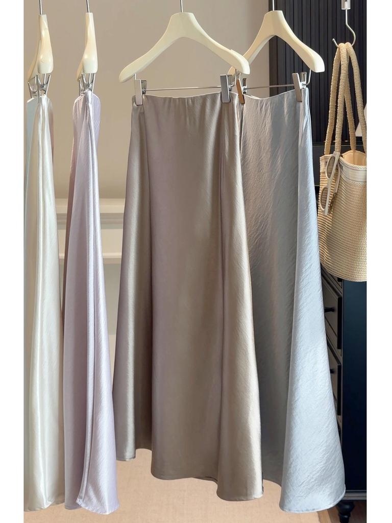 Schicker fließender Satin-Meerjungfrauenrock - Damen Frühling Schlankmachender Hüftbetonter Stil