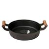 UOSU Deep Cast Iron Frying Pan with Beechwood Handle and Glass Lid
