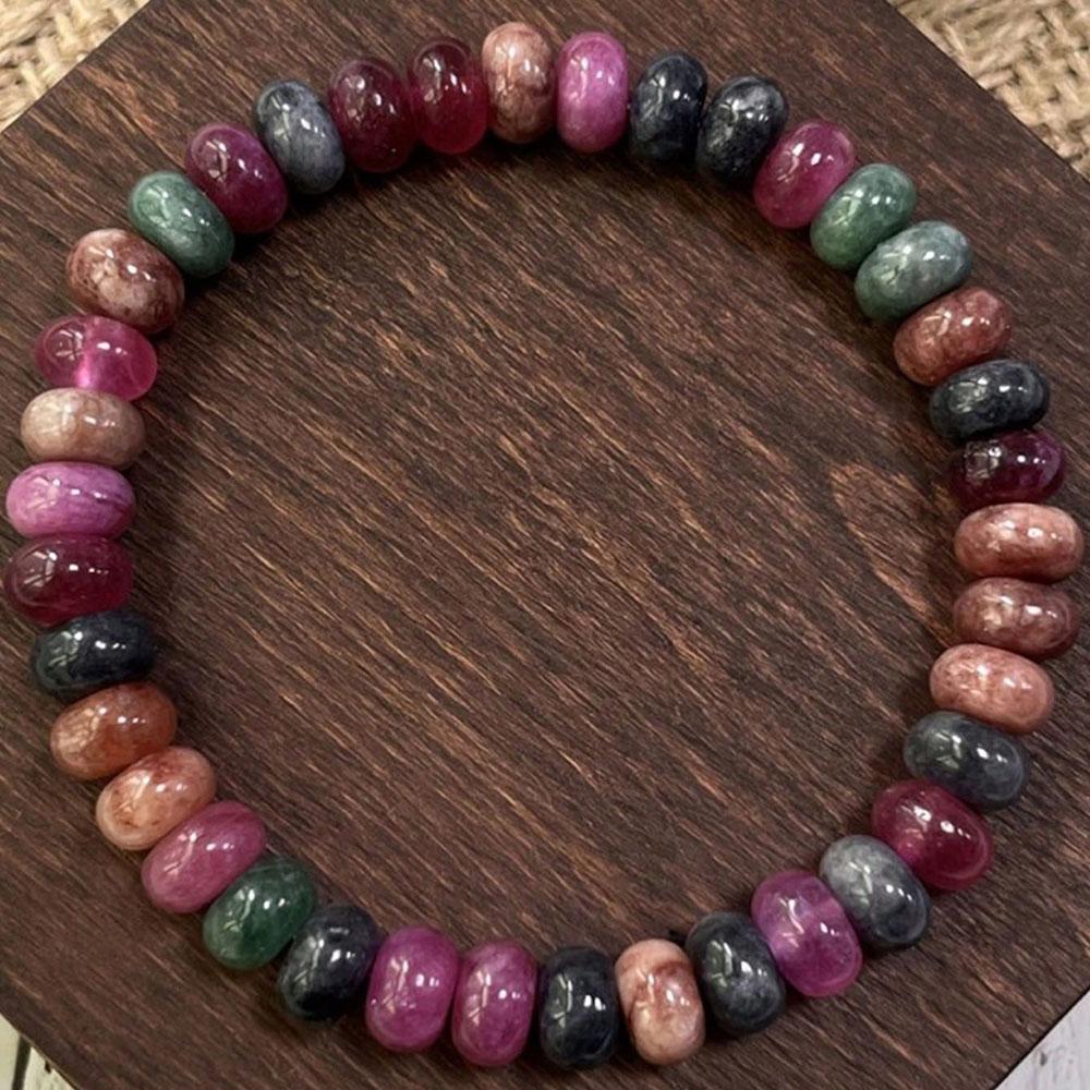 Bracciale in Tormalina Multicolore Tormalina Arcobaleno Naturale Perline Fatte a Mano Pietra dell'Amore Bracciale in Tormalina Anguria Regalo di Festa
