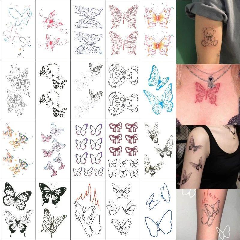 Waterproof Realistic Butterfly Tattoo Sticker – Small, Fresh, Aesthetic Cartoon Style, Long-Lasting, Personalized Colors