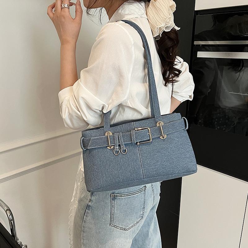 New niche versatile hand bag, retro armpit bag, denim bag, shoulder bag.